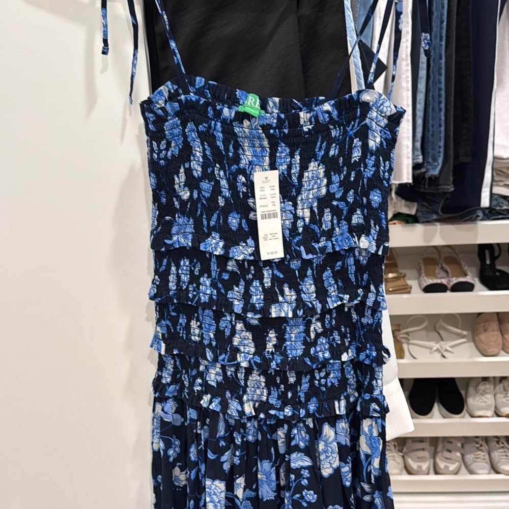 Blue Floral Smocked Dress